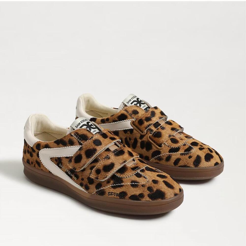 Sam Edelman Leopard Print Velcro Sneakers - Brown & Black